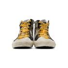 Golden Goose Grey and Black Snake High-Top Sneakers