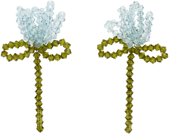 Photo: Simone Rocha Blue & Khaki Cluster Flower Earrings