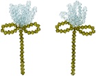 Simone Rocha Blue & Khaki Cluster Flower Earrings