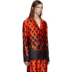 Palomo Spain Black and Red Silk Mercury Dot Pyjama Shirt