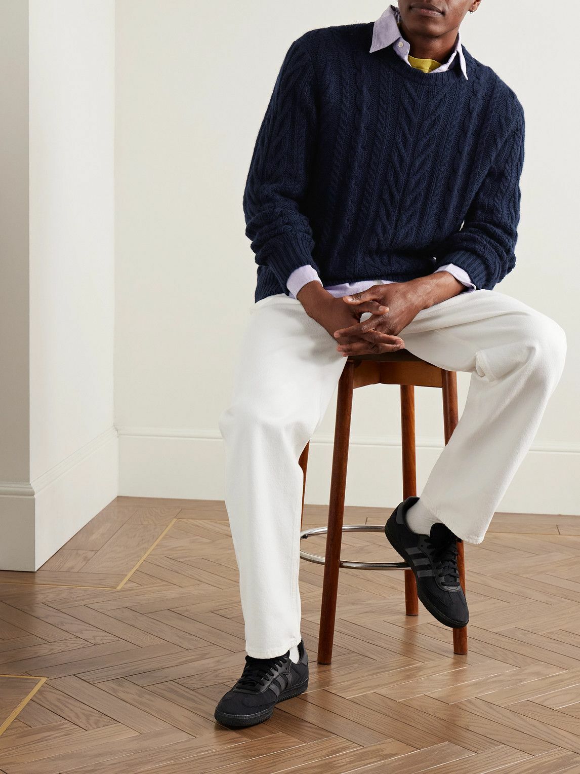 Guest In Residence - Fisherman Cable-Knit Wool and Cashmere-Blend Sweater - Blue