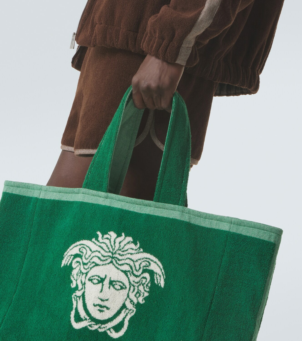 Versace Medusa cotton-terry jacquard tote bag