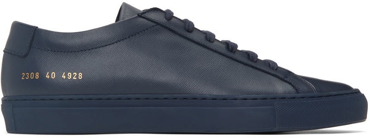 Photo: Common Projects Navy Saffiano Original Achilles Low Sneakers