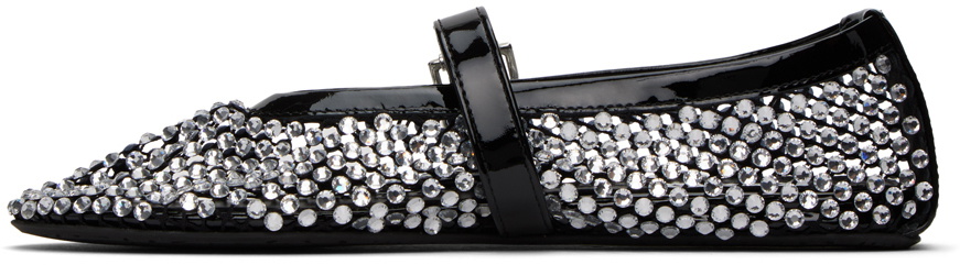 ALAÏA Black Crystal-Cut Ballerina Flats ALAÏA