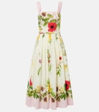 Oscar de la Renta Belted floral cotton-blend poplin midi dress