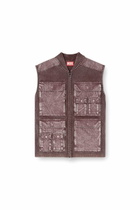 Diesel Zip-up knitted vest with cargo pockets - Knitwear Mens in Brown