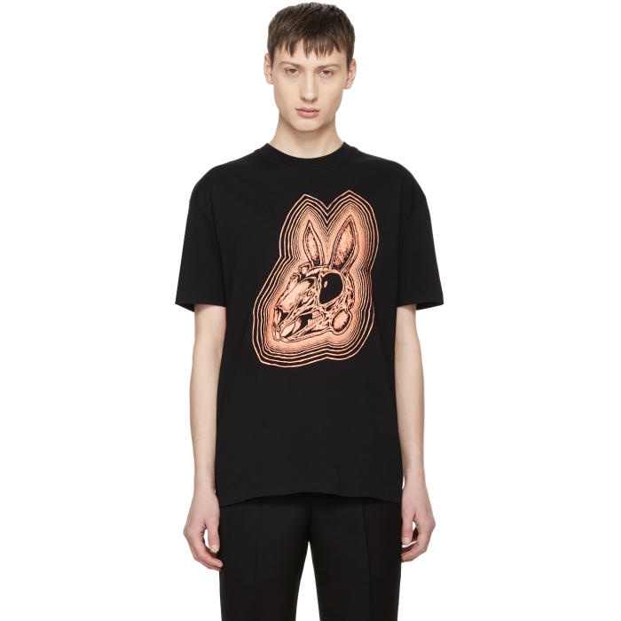 Photo: McQ Alexander McQueen Black and Orange Bunny Be Here Now T-Shirt 