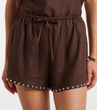 Staud Paddle embellished linen shorts