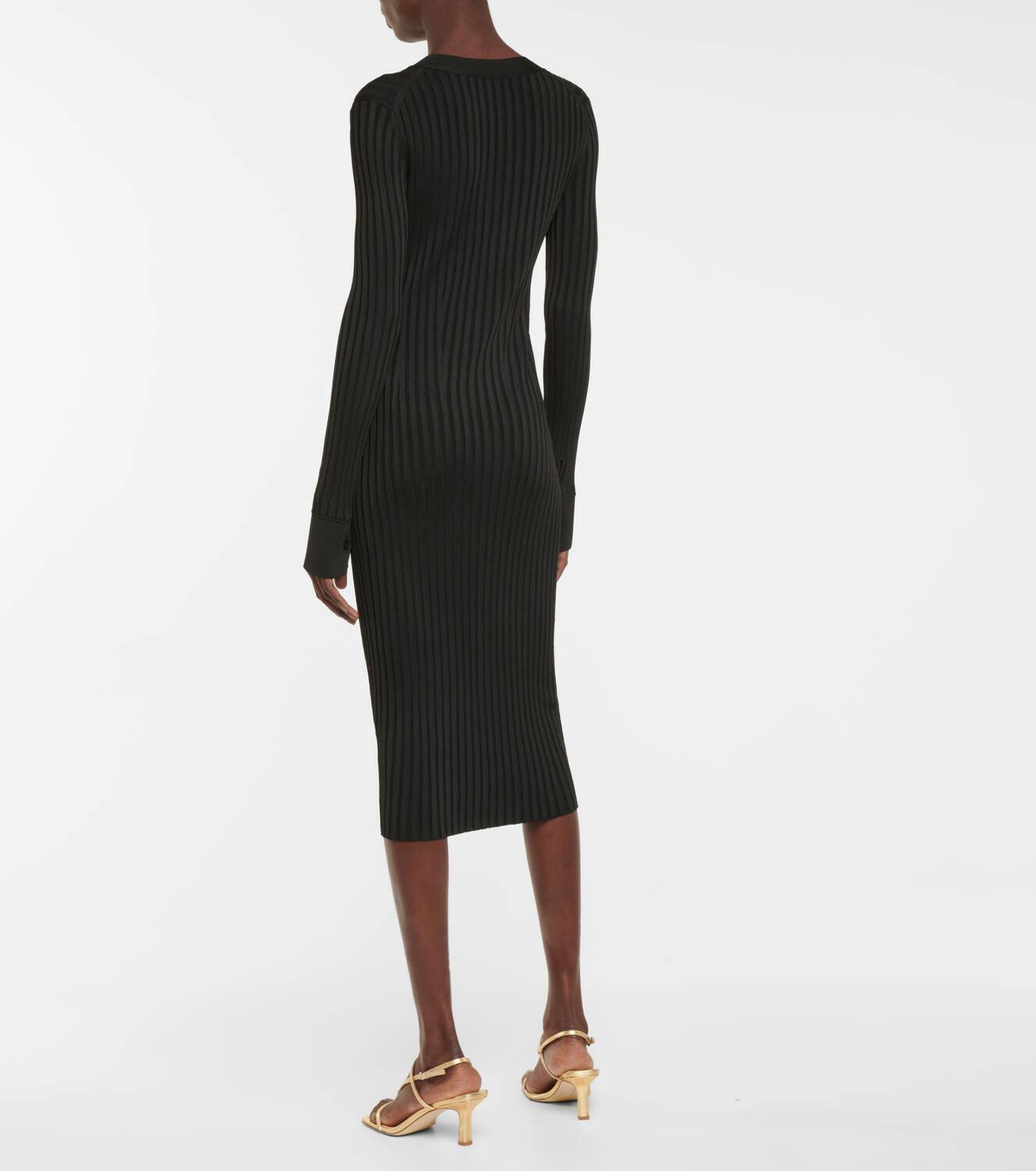 Galvan Ribbed button-down midi dress
