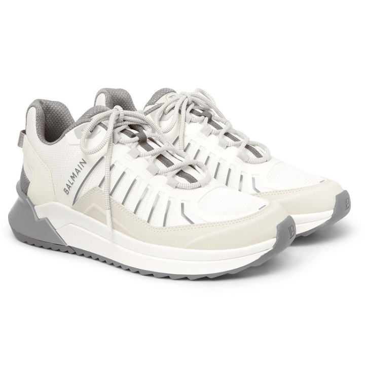 Photo: Balmain - B-Trail Leather and Mesh Sneakers - White