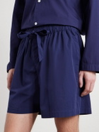 TEKLA - Straight-Leg Organic Cotton-Poplin Shorts - Blue