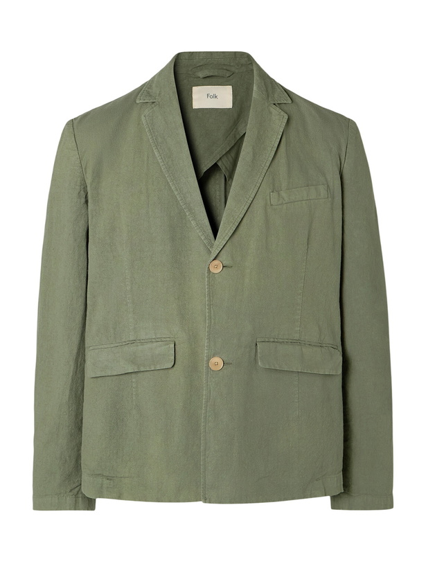 Photo: Folk - Lunar Linen and Cotton-Blend Suit Jacket - Green