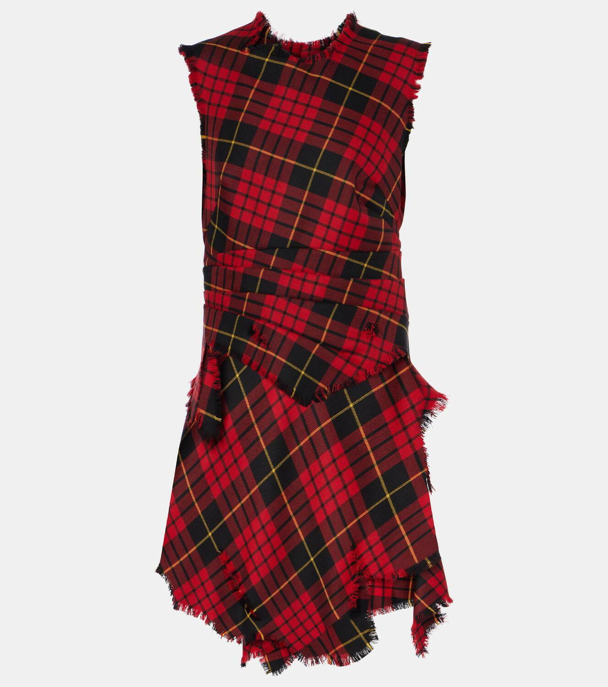 Alexander McQueen Distressed plaid wool minidress Alexander