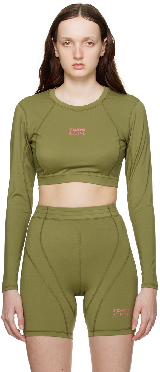 7 DAYS Active Green Cropped Long Sleeve T-Shirt
