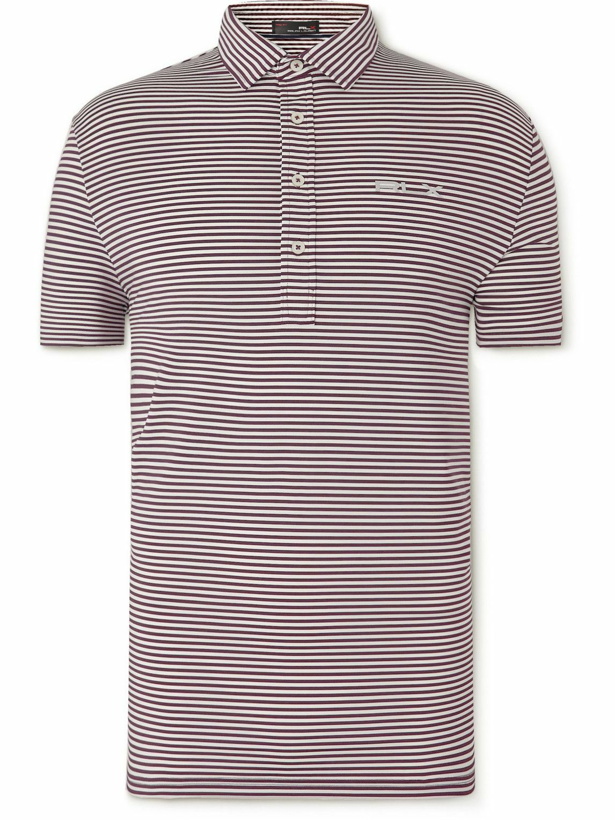 Photo: RLX Ralph Lauren - Striped Logo-Print Recycled Jersey Polo Shirt - Red