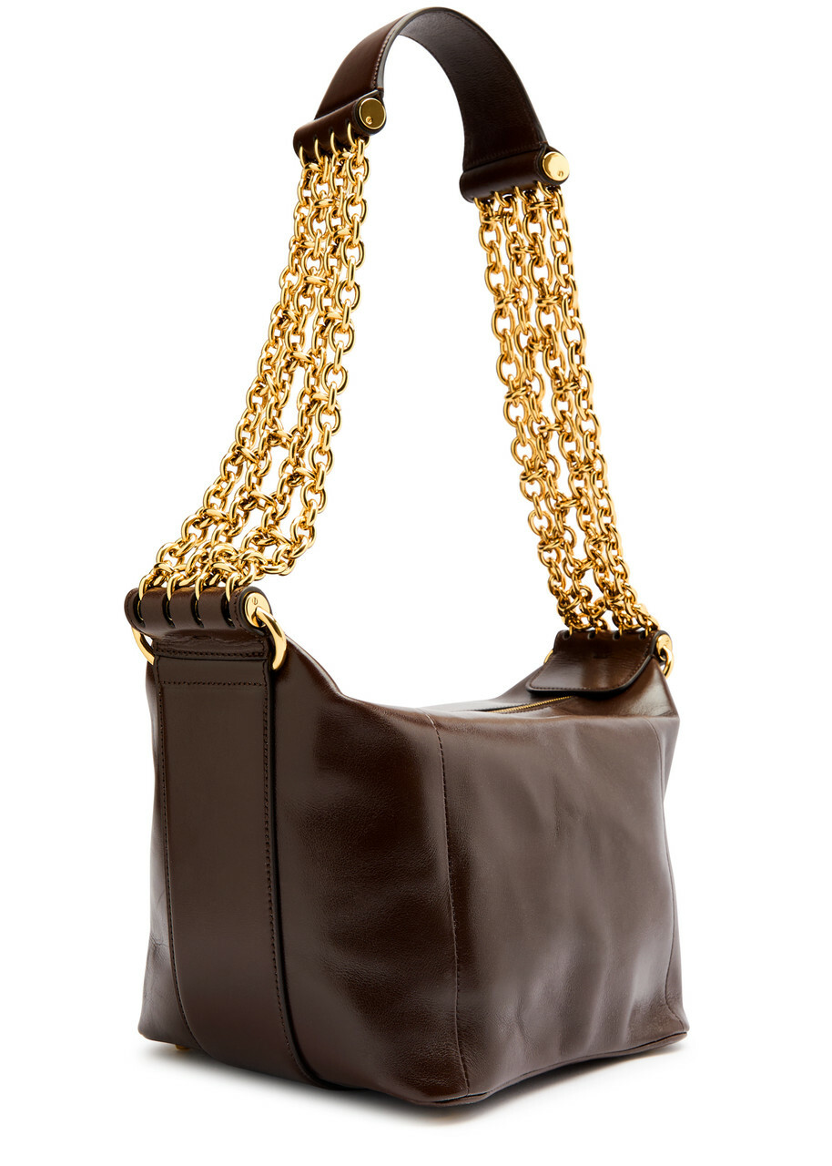 Chloe Glossed Leather Camera bag - Dark Brown - One Size