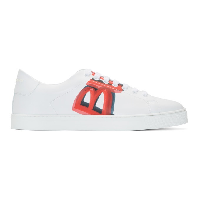 Elevate Casual Wear with Burberry White & Red Albert Sneakers