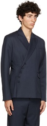 Charles Jeffrey Loverboy Navy Wool Double-Breasted Blazer
