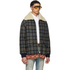 Gucci Blue Wool Plaid Jacket