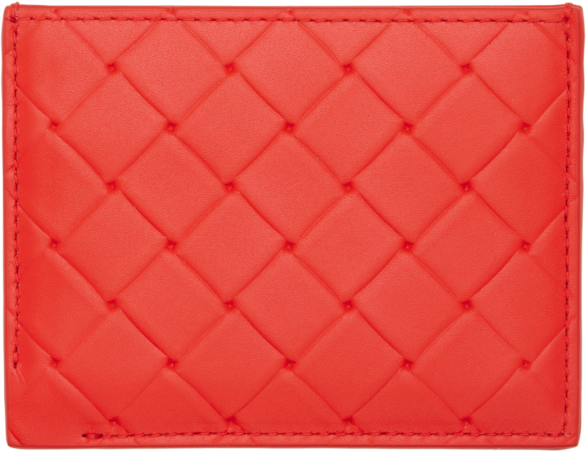 Bottega Veneta Red Intrecciato Stamp Credit Card Holder