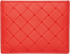 Bottega Veneta Red Intrecciato Stamp Credit Card Holder