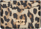GANNI Beige & Black Leopard Printed Bou Card Holder