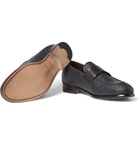Ermenegildo Zegna - Pelle Tessuta Leather Loafers - Men - Midnight blue
