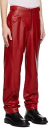 Situationist Red Four-Pocket Faux-Leather Pants