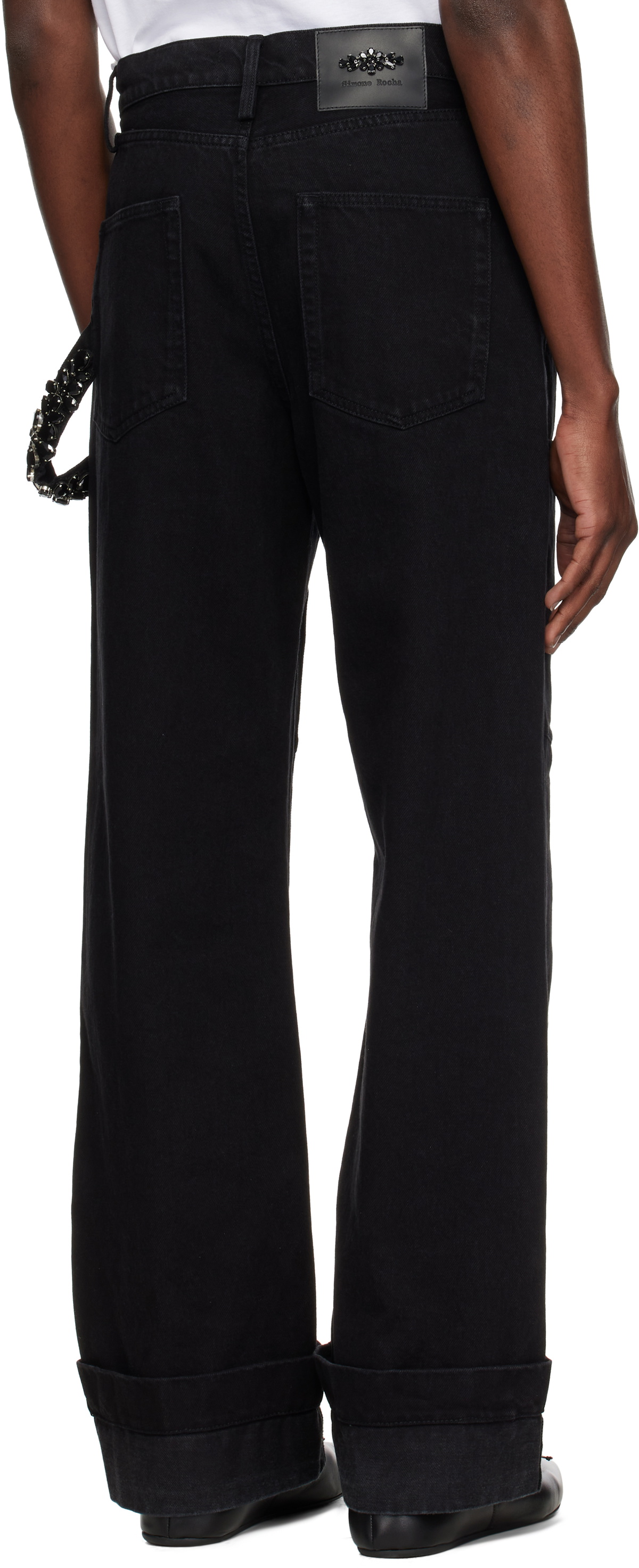 Simone Rocha Black Embellished Workwear Jeans Simone Rocha