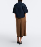 Prada Chiffon-trimmed virgin wool midi skirt