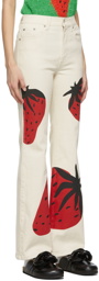 JW Anderson Off-White Strawberry Bootcut Jeans