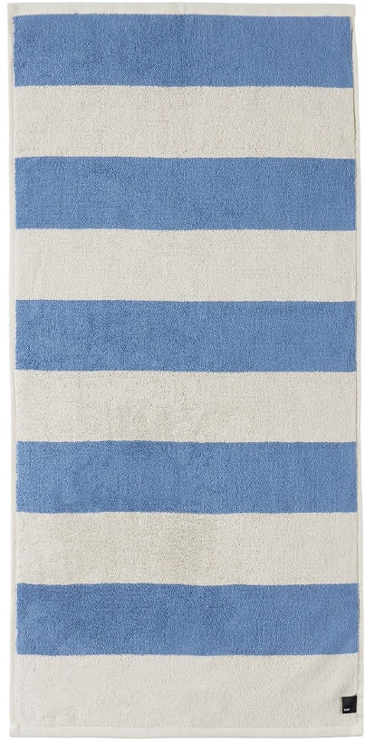 Photo: HAY Blue & Off-White Frotte Stripe Hand Towel