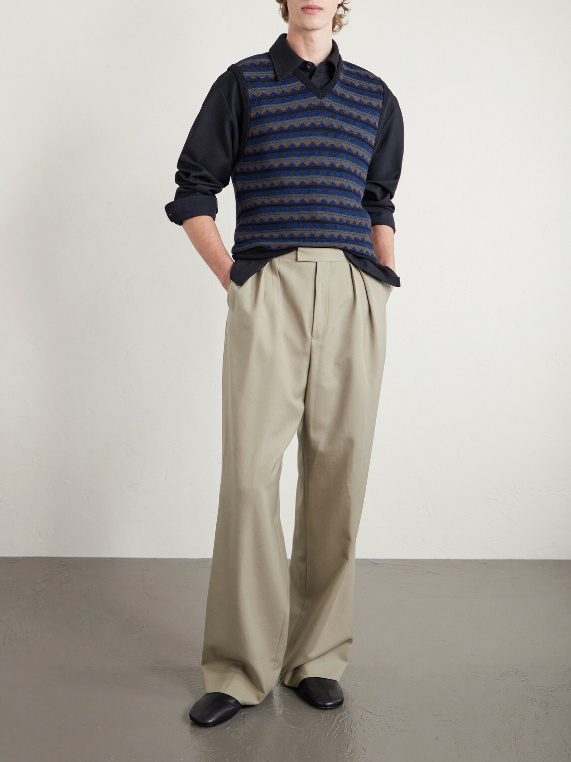 LEMAIRE - Jacquard-Knit Merino Wool-Blend Sweater Vest - Black
