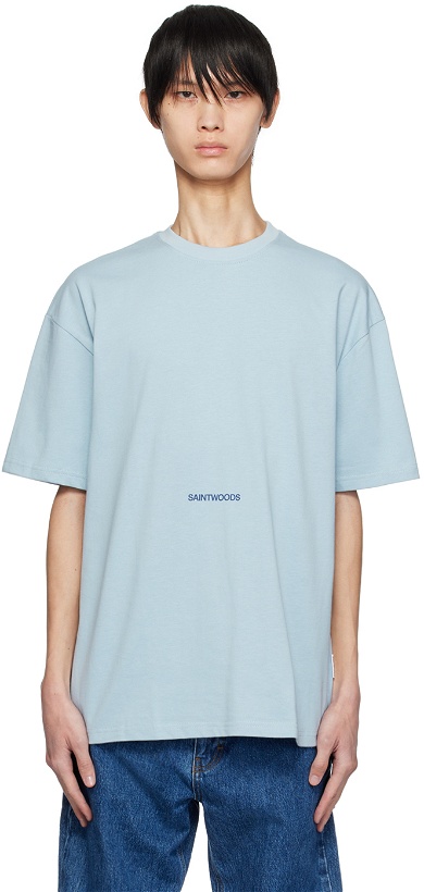 Photo: Saintwoods Blue Printed T-Shirt