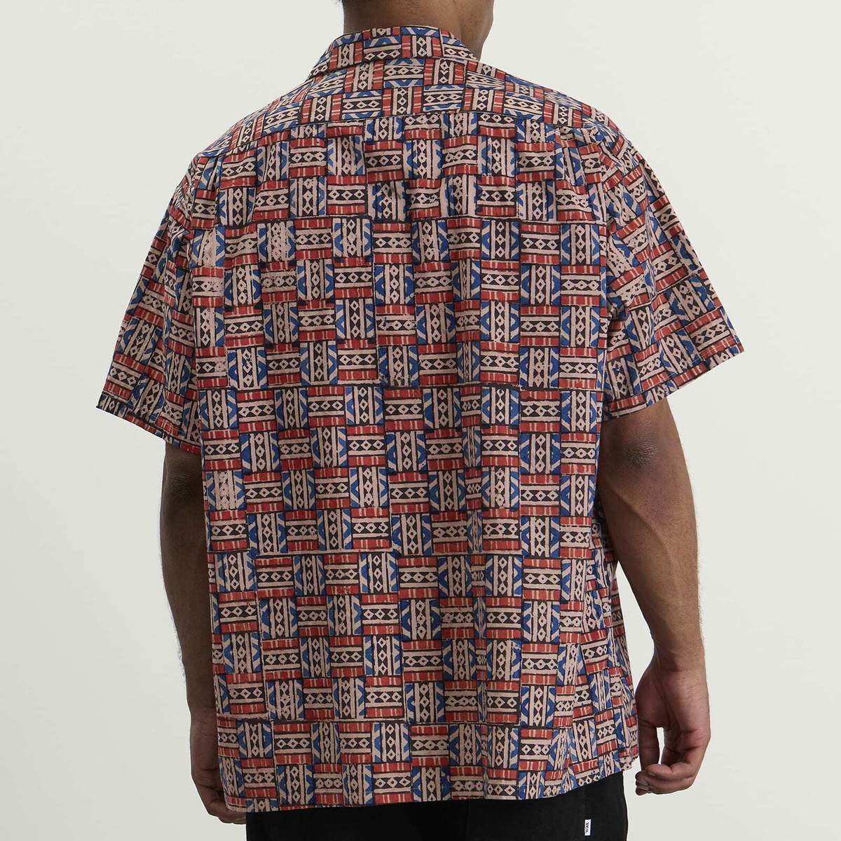 Beams Plus Men's Block Print Open collar Shirt in Red