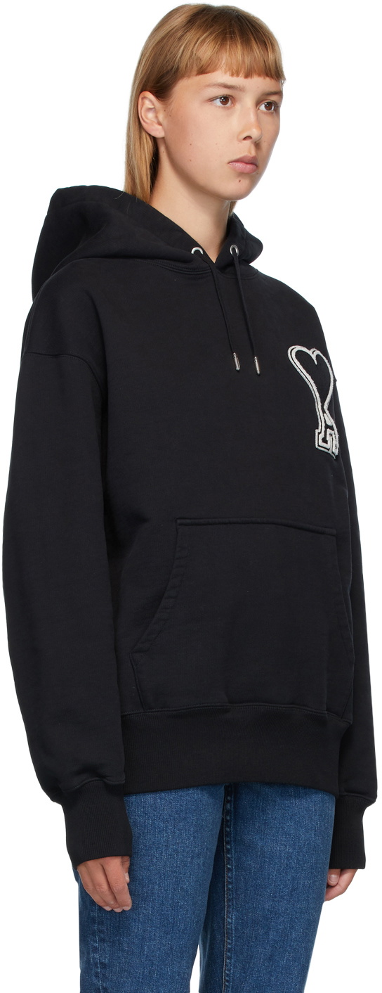 ★【AMI PARIS】★de Coeur Oversize Intarsia Hoodi.e Black★ Big Ami De Coeur Hoodie Buy AMI De Coeur Oversize Intarsia