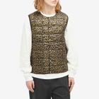 Taion Men's Crew Neck Down Vest in Leopard