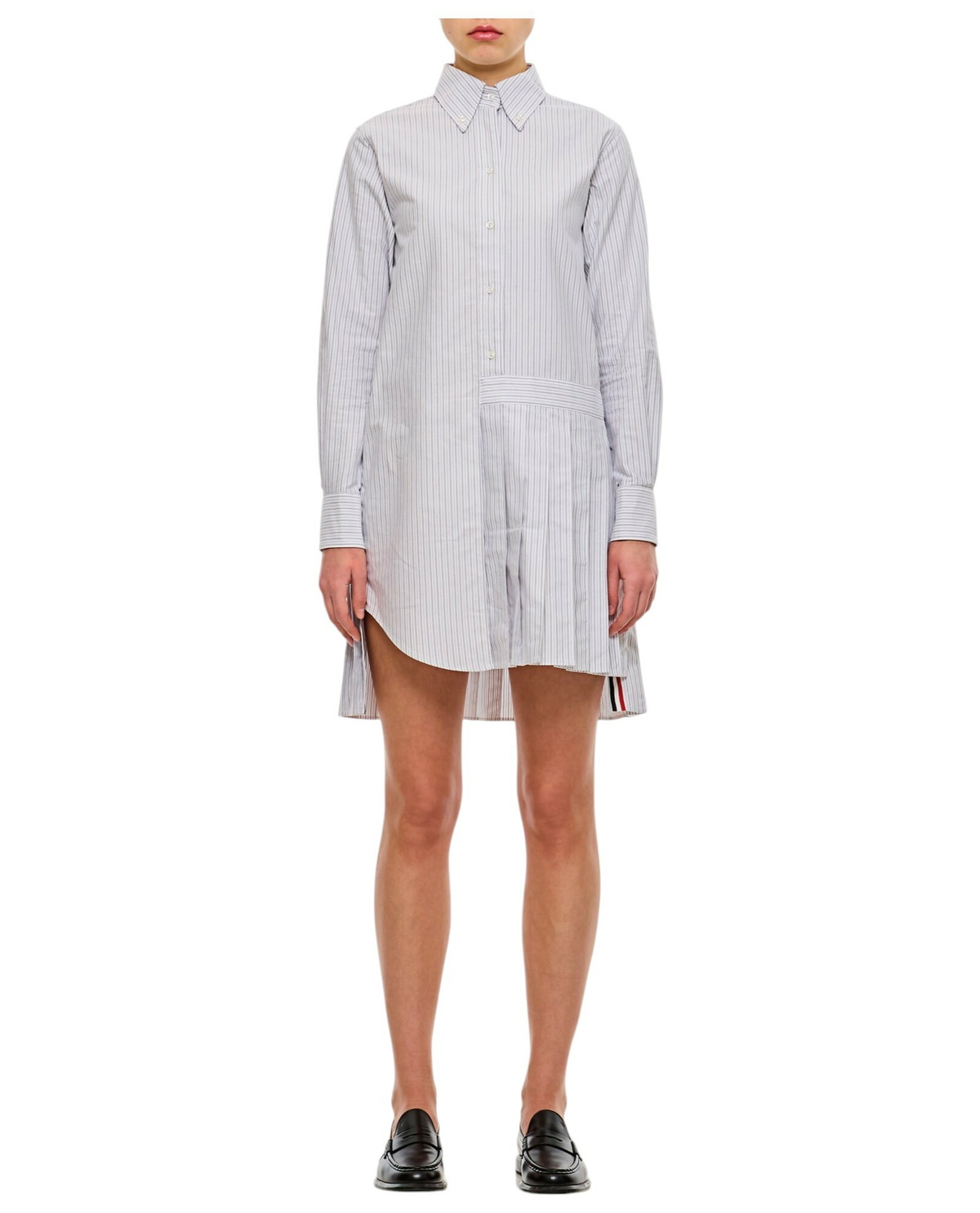 Thom Browne Women's Mini Pleated Polo Dress in White Thom Browne