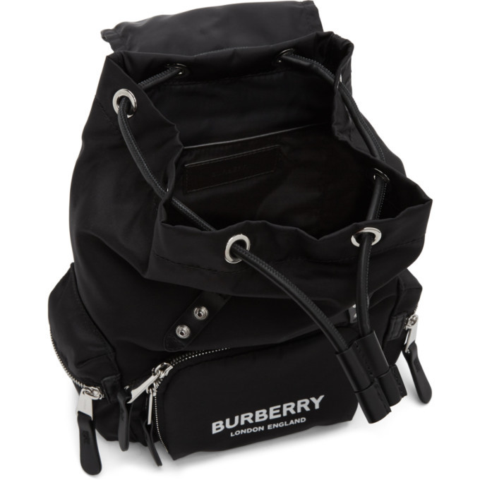 Burberry Logo Print Econyl Nylon Backpack Black