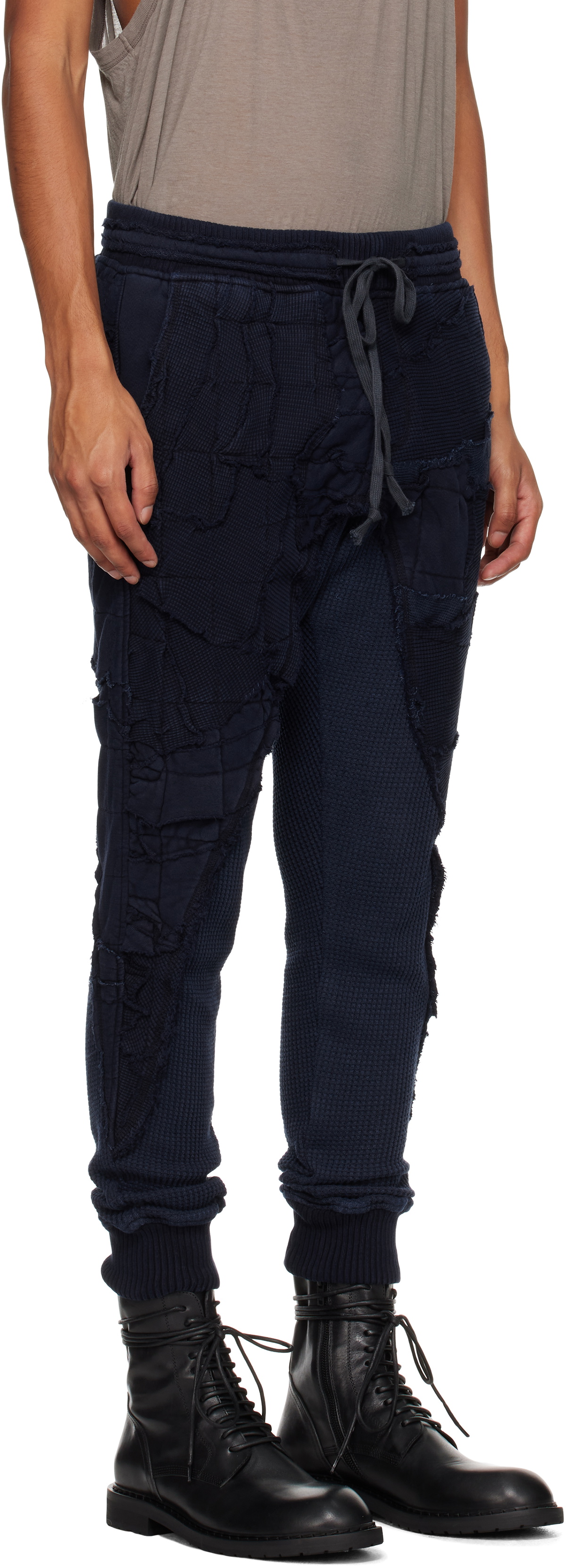 Greg Lauren Navy Stitchwork 50/50 Sweatpants