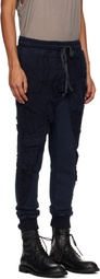 Greg Lauren Navy Stitchwork 50/50 Sweatpants