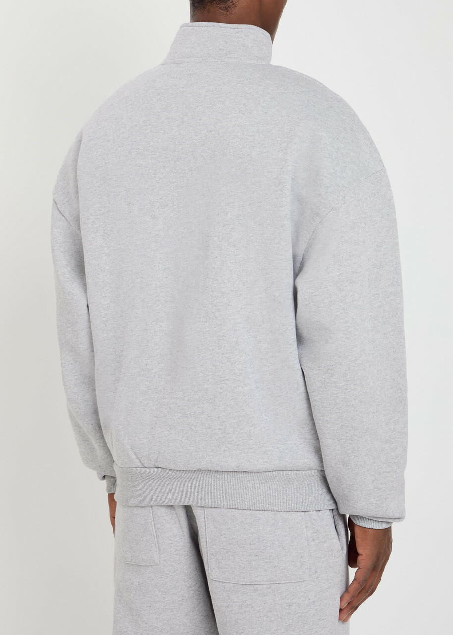 Mki Miyuki Zoku Uniform Half-zip Cotton-blend Sweatshirt Grey