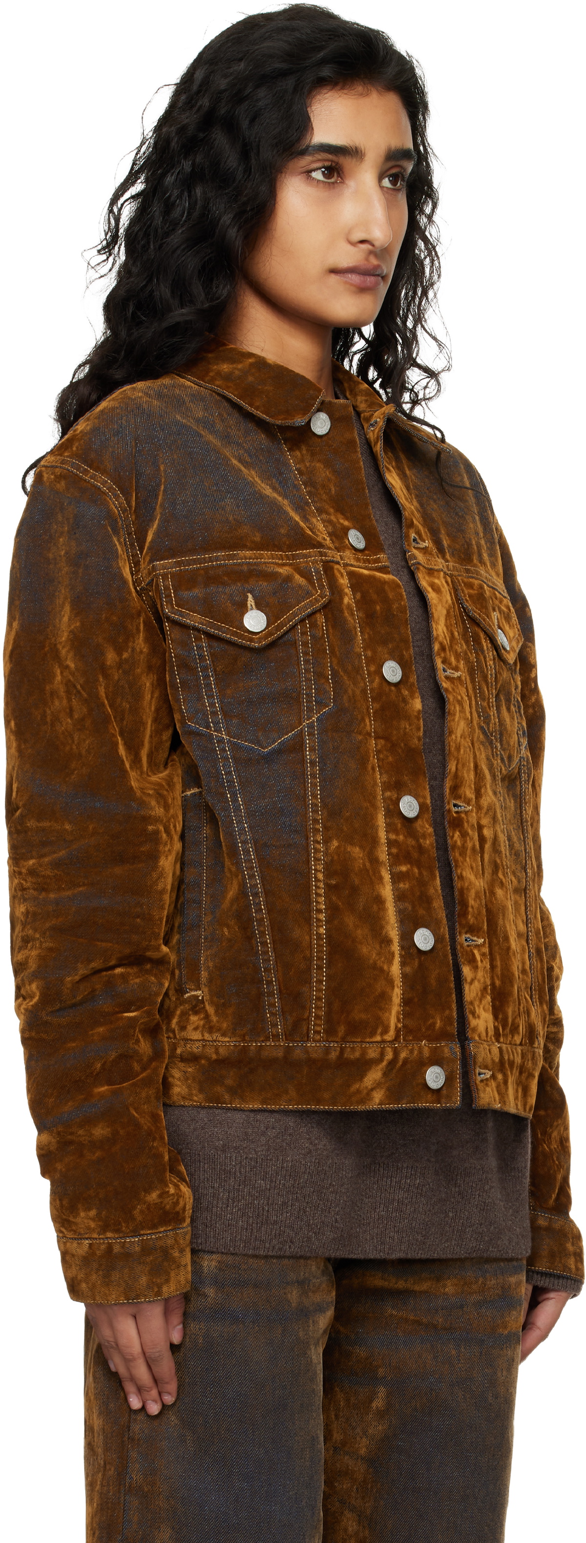 Acne Studios Brown Flocked Denim Jacket