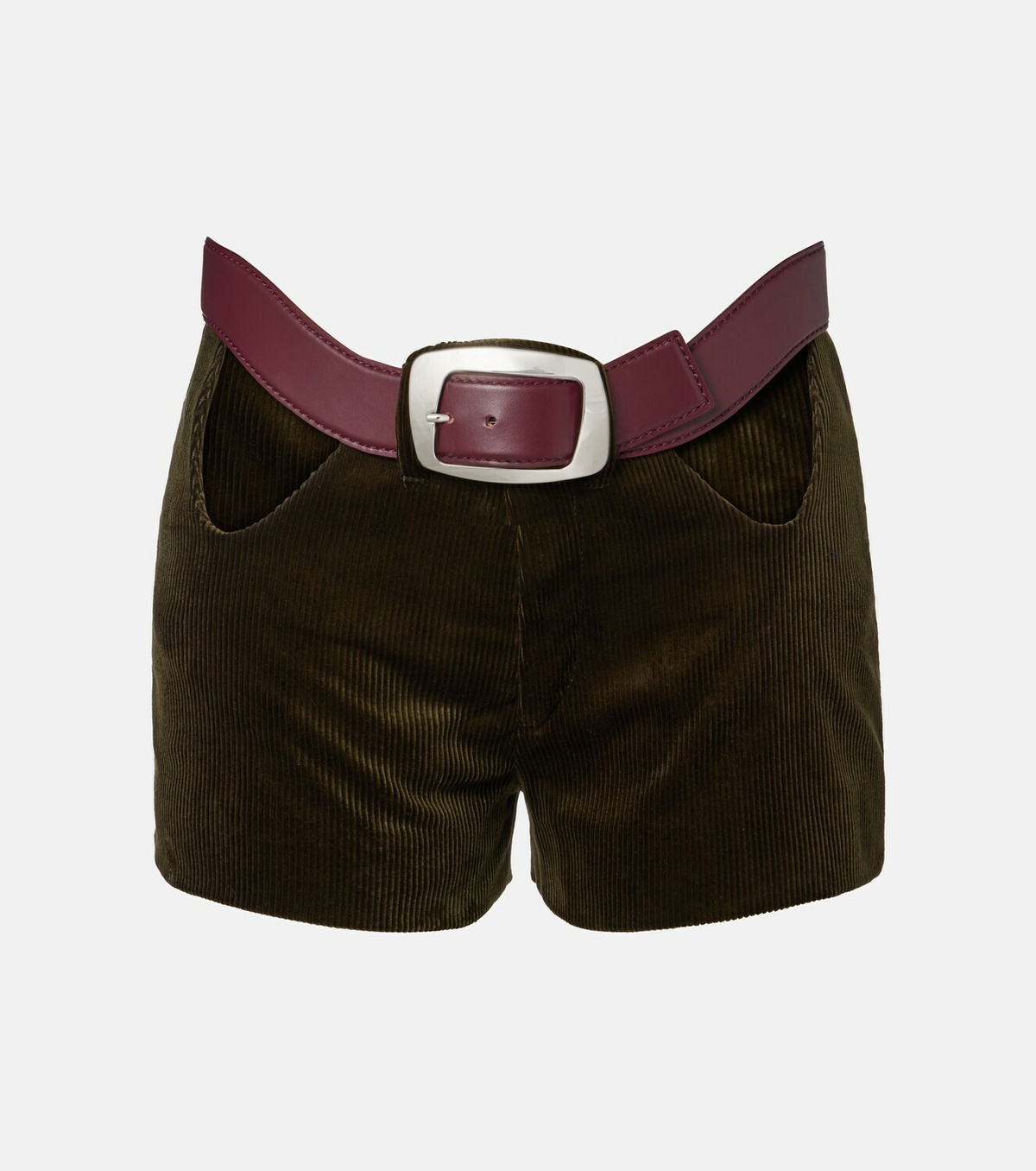 Jean Paul Gaultier Cutout belted cotton corduroy shorts