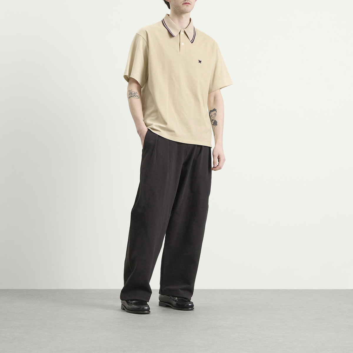Needles Men's Pique Polo in Beige
