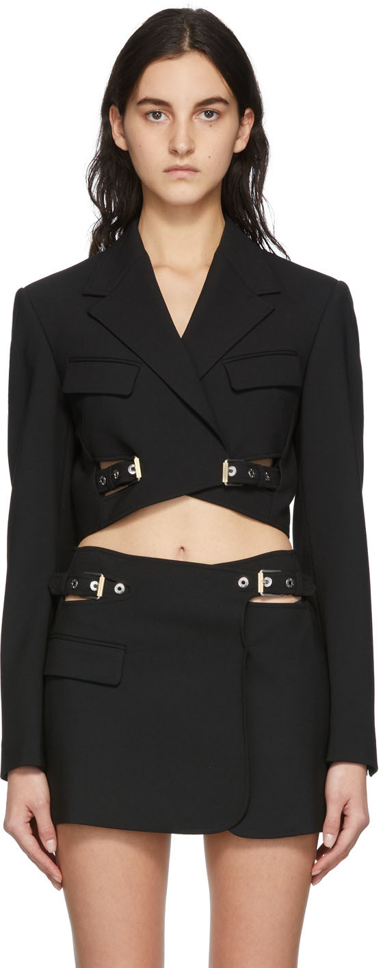 Dion Lee Black Interlock Cropped Blazer Dion Lee