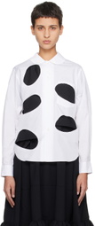 Black Comme des Garçons White Cutout Shirt