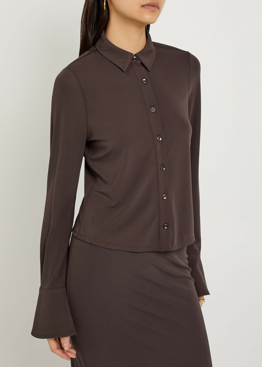 Good American Matte Stretch-jersey top Dark Brown