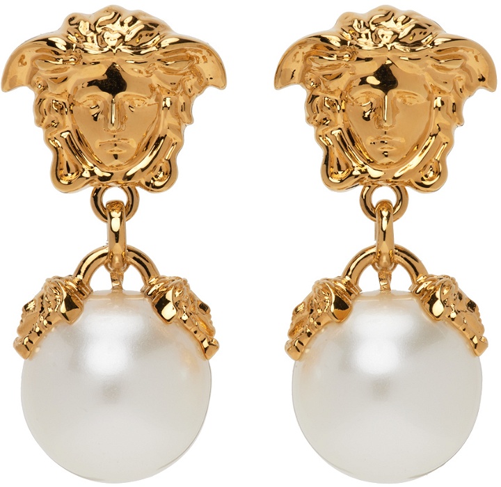 Photo: Versace Gold Pearl Medusa Earrings