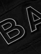 Balmain - Slim-Fit Tapered Reflective Logo-Embossed Cotton-Jersey Sweatpants - Black